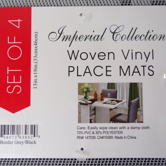 Imperial Collection Woven Vinyl Placemats Set of 4 Metallic Gray - Picture 7 of 7